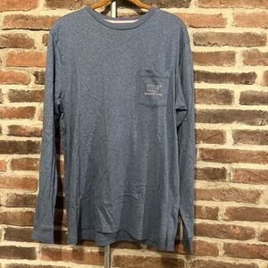 Vineyard Vines Men's Heathered Blue Long Sleeve Tee